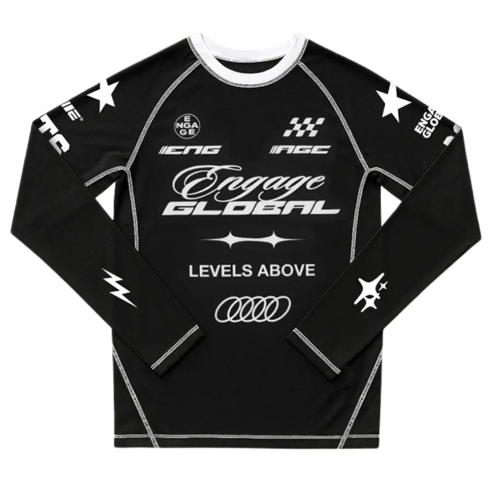 Engage Pit Crew Long Sleeve Rashguard Black/White