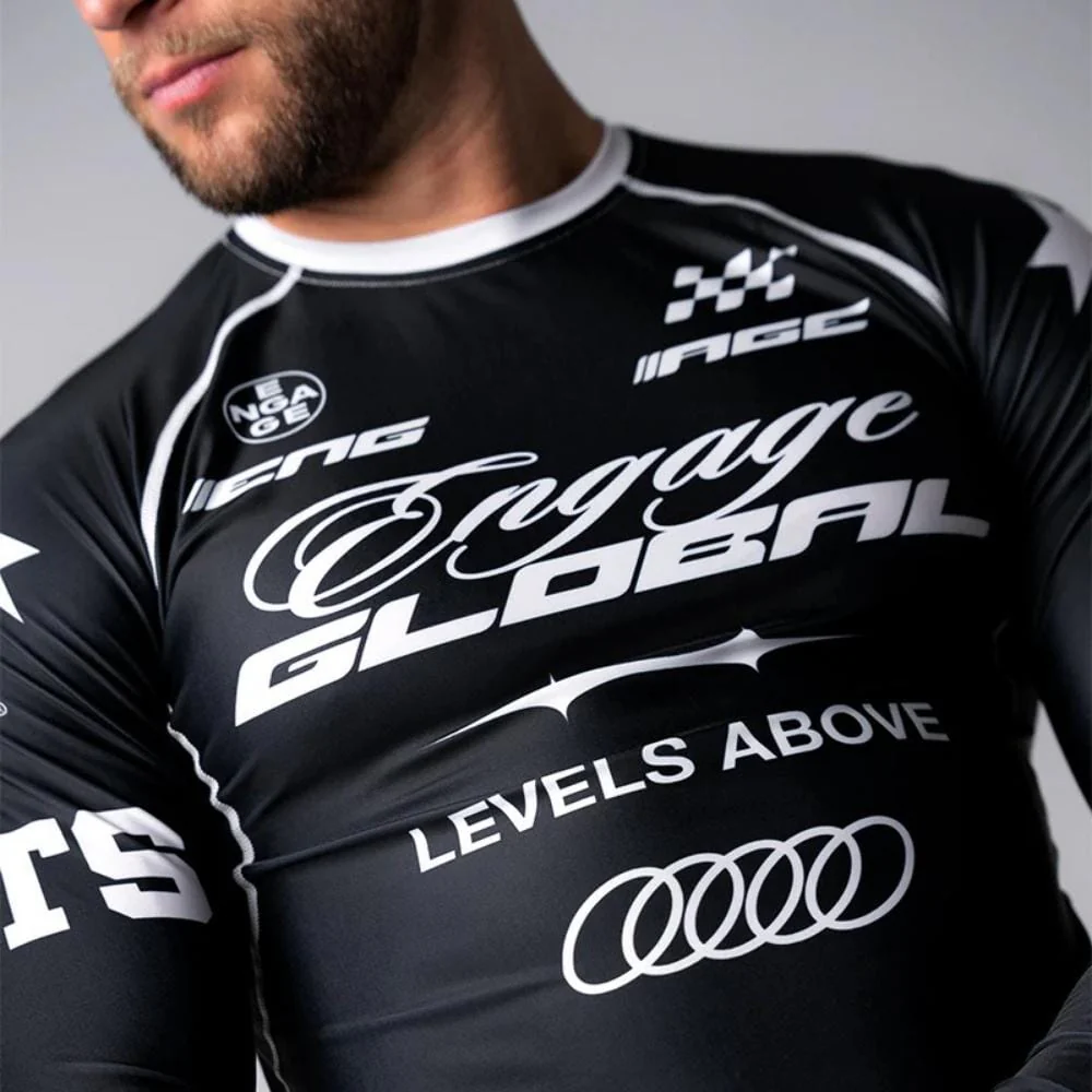 Engage Pit Crew Long Sleeve Rashguard Black/White - Image 2