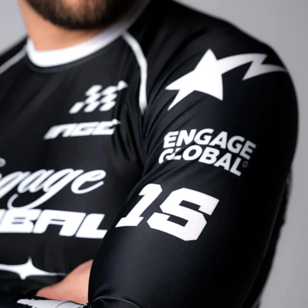 Engage Pit Crew Long Sleeve Rashguard Black/White - Image 4