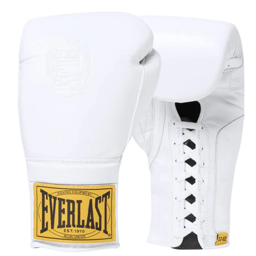 Everlast 1910 Pro Boxing Gloves Laced White