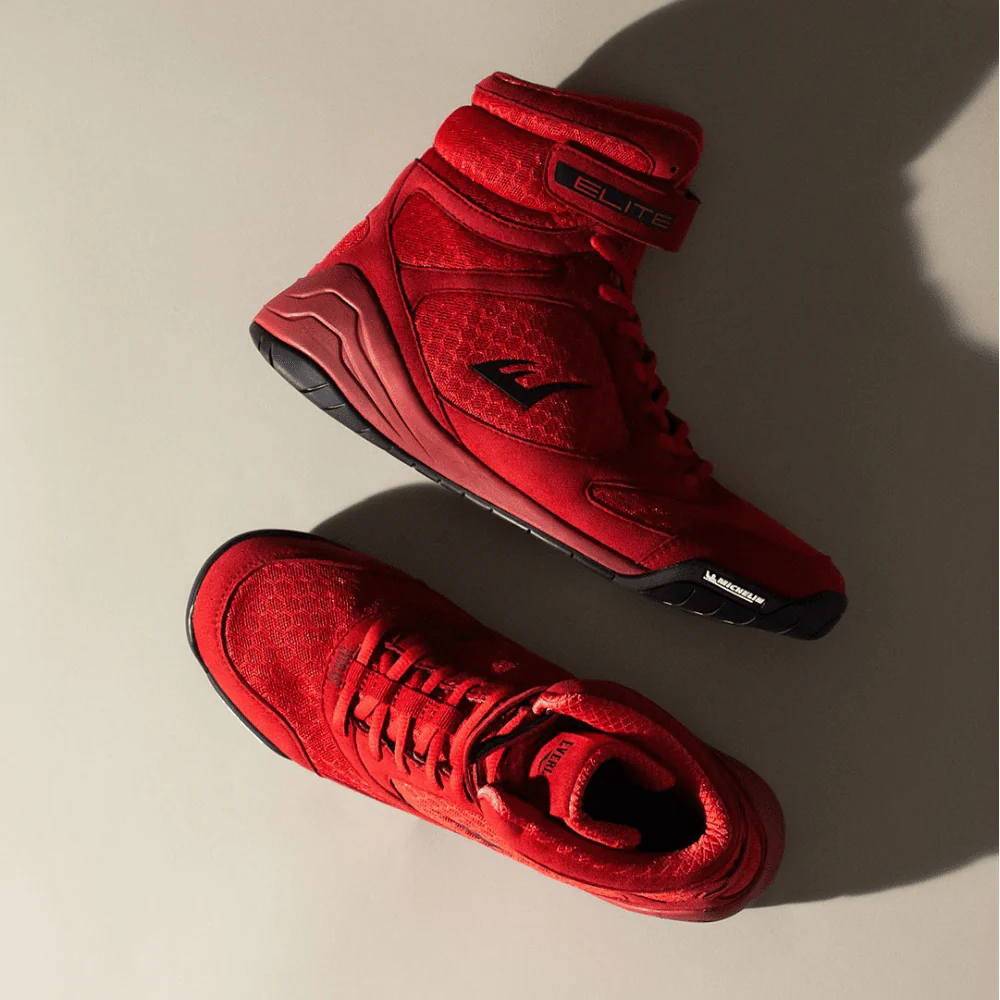 Everlast Elite2 High Top Boxing Shoes Red/Black - Image 4