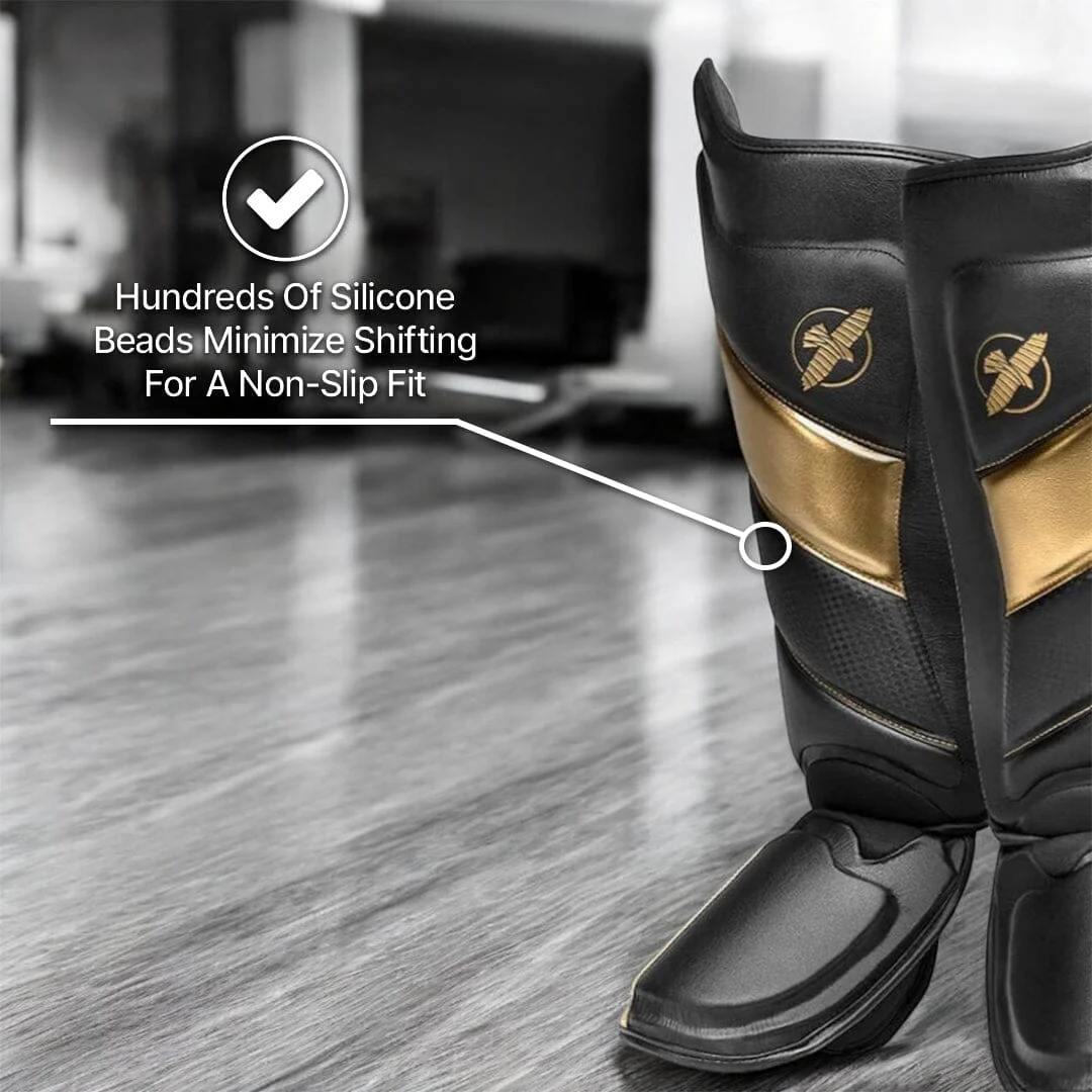 Hayabusa T3 Striking Shin Guards White/Gold - Image 6
