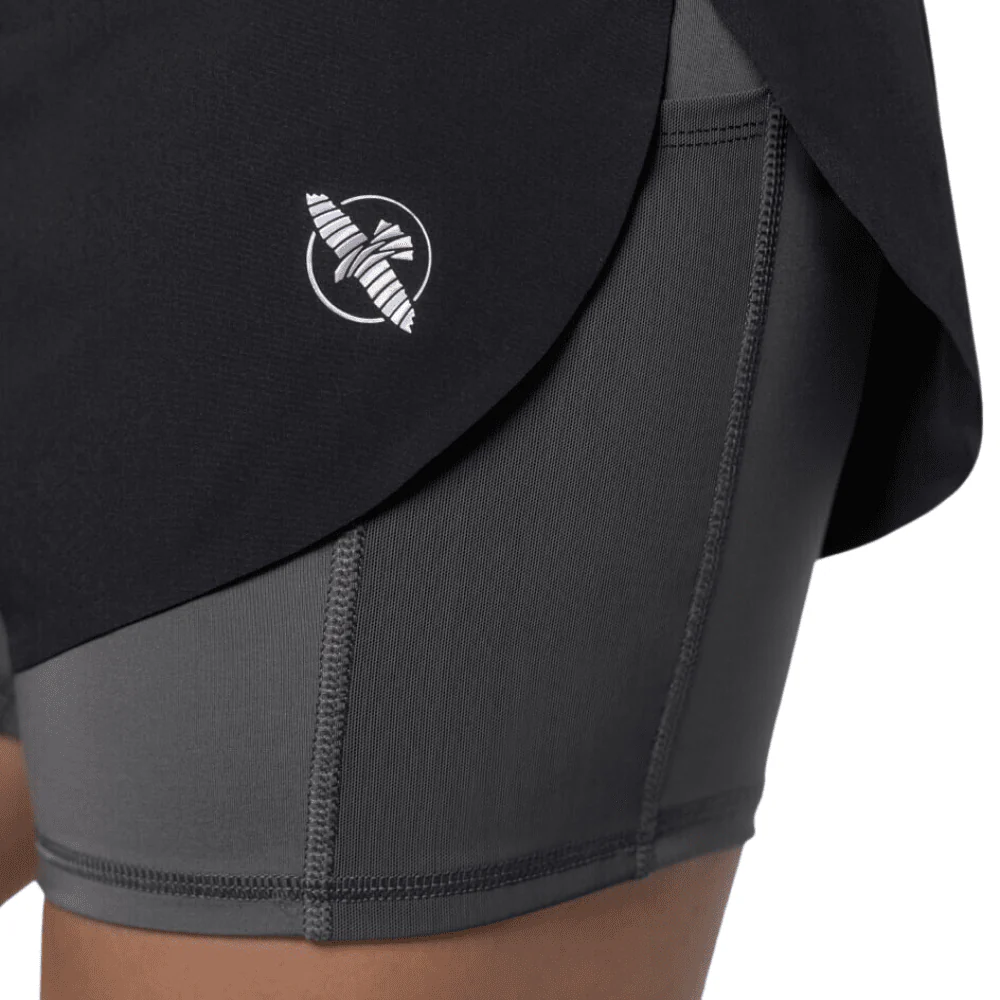 Hayabusa Womens Mid Rise Layered Shorts Black - Image 3