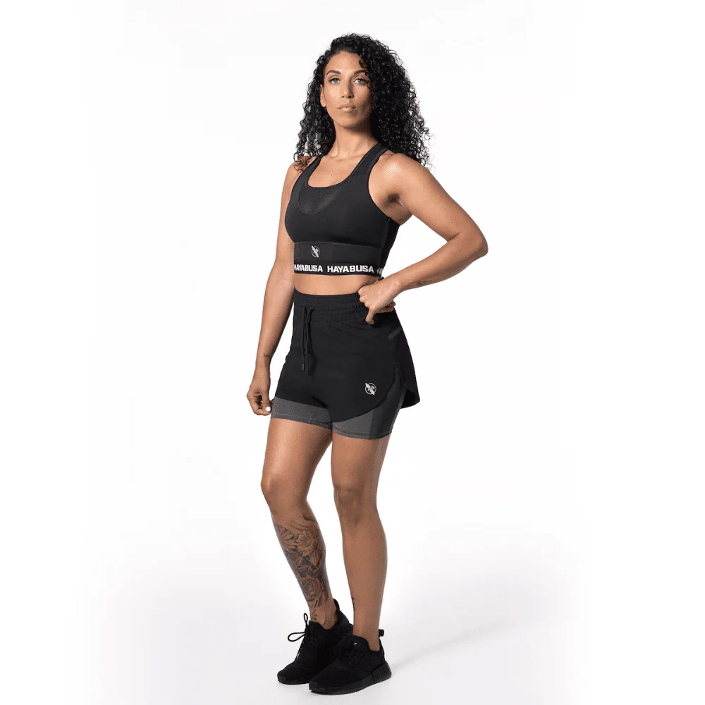 Hayabusa Womens Mid Rise Layered Shorts Black - Image 5