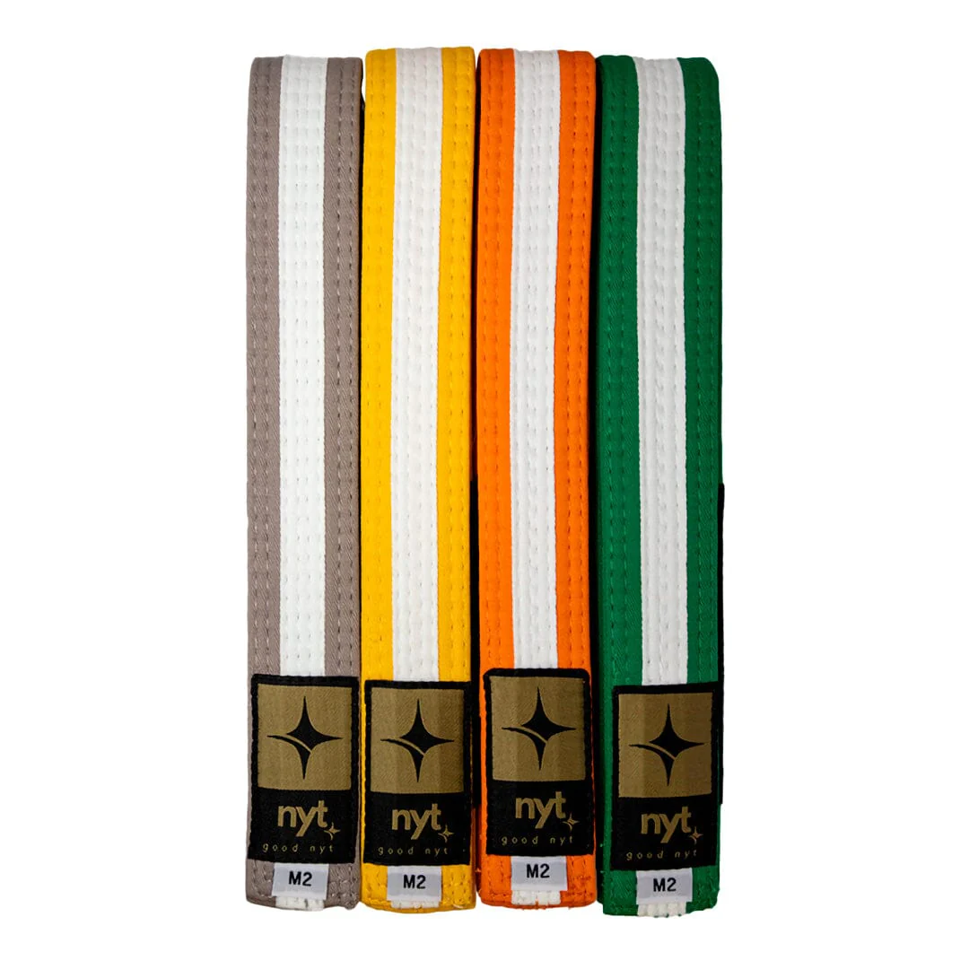 NYT Youth BJJ Gi Belt With White Stripe Grey - Image 3