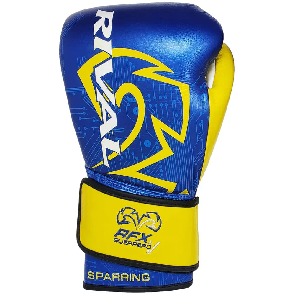 Rival RFX-Guerrero-V Sparring Gloves (P4P Edition) Blue/Yellow - Image 2