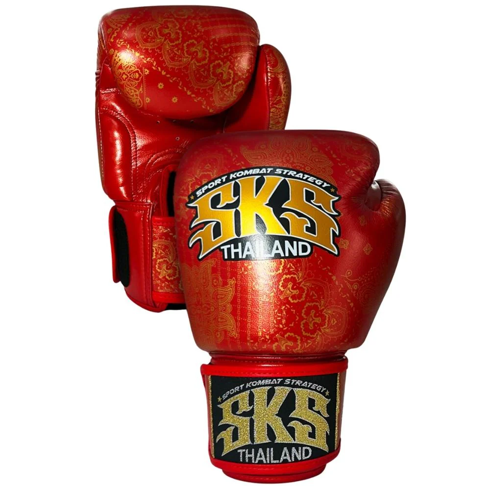 SKS Bandana Muay Thai Gloves Metallic Red - Image 4