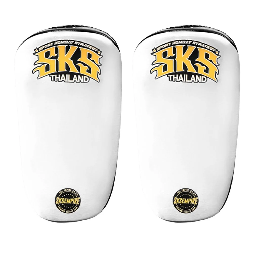 SKS Medium Curved Muay Thai Pads White