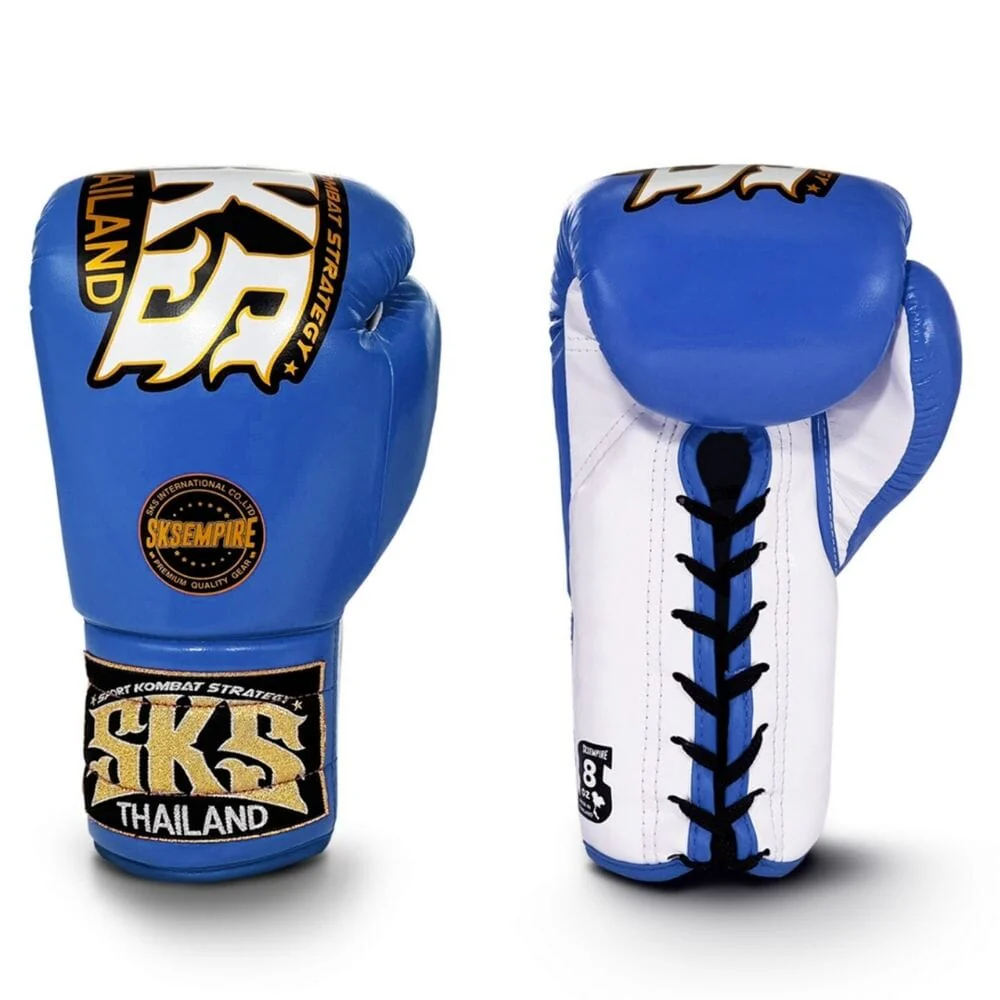 SKS Trapezoid Lace Boxing Gloves Blue