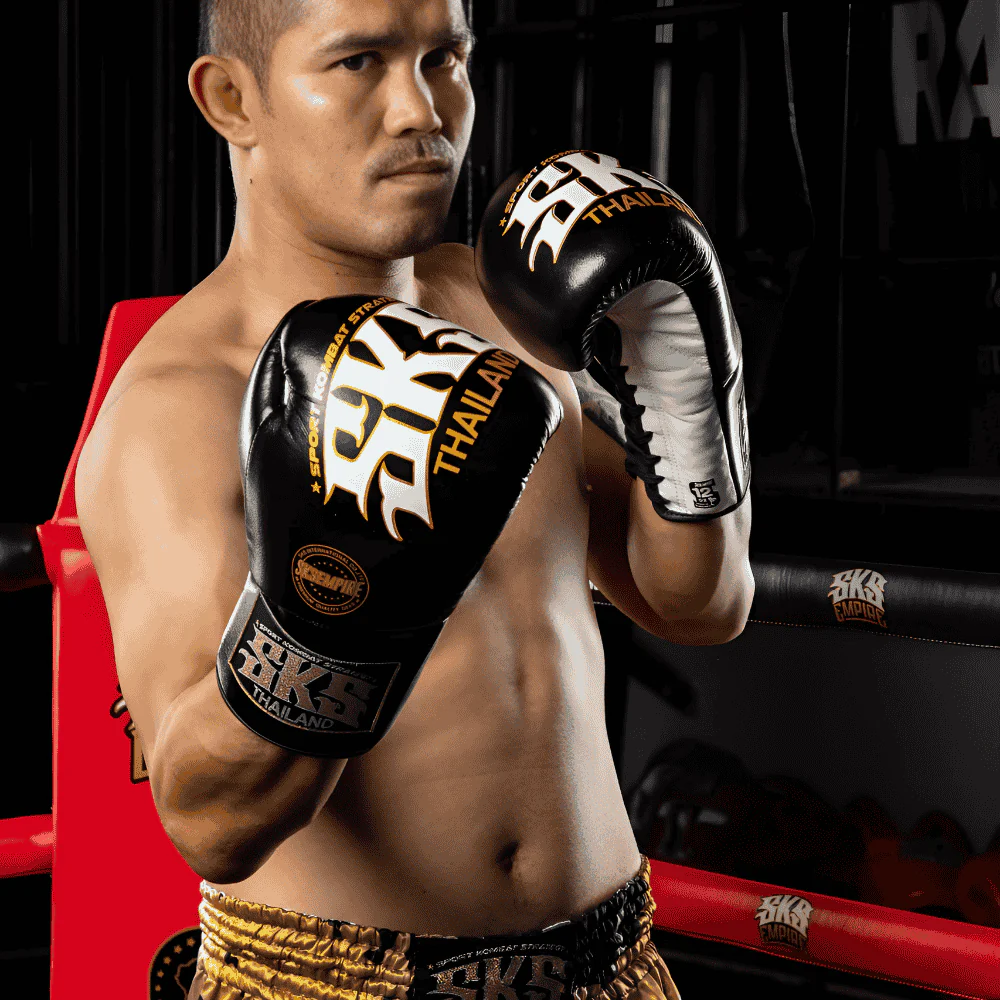 SKS Trapezoid Lace Boxing Gloves Blue - Image 2