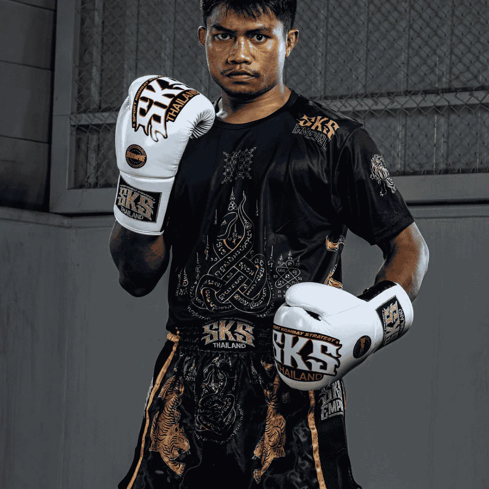 SKS Trapezoid Lace Boxing Gloves Blue - Image 4